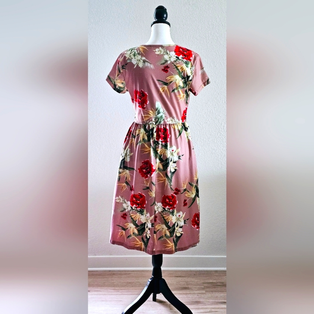 Ouges Floral Wrap-Look, Pink/Red/Green/White Dres… - image 4